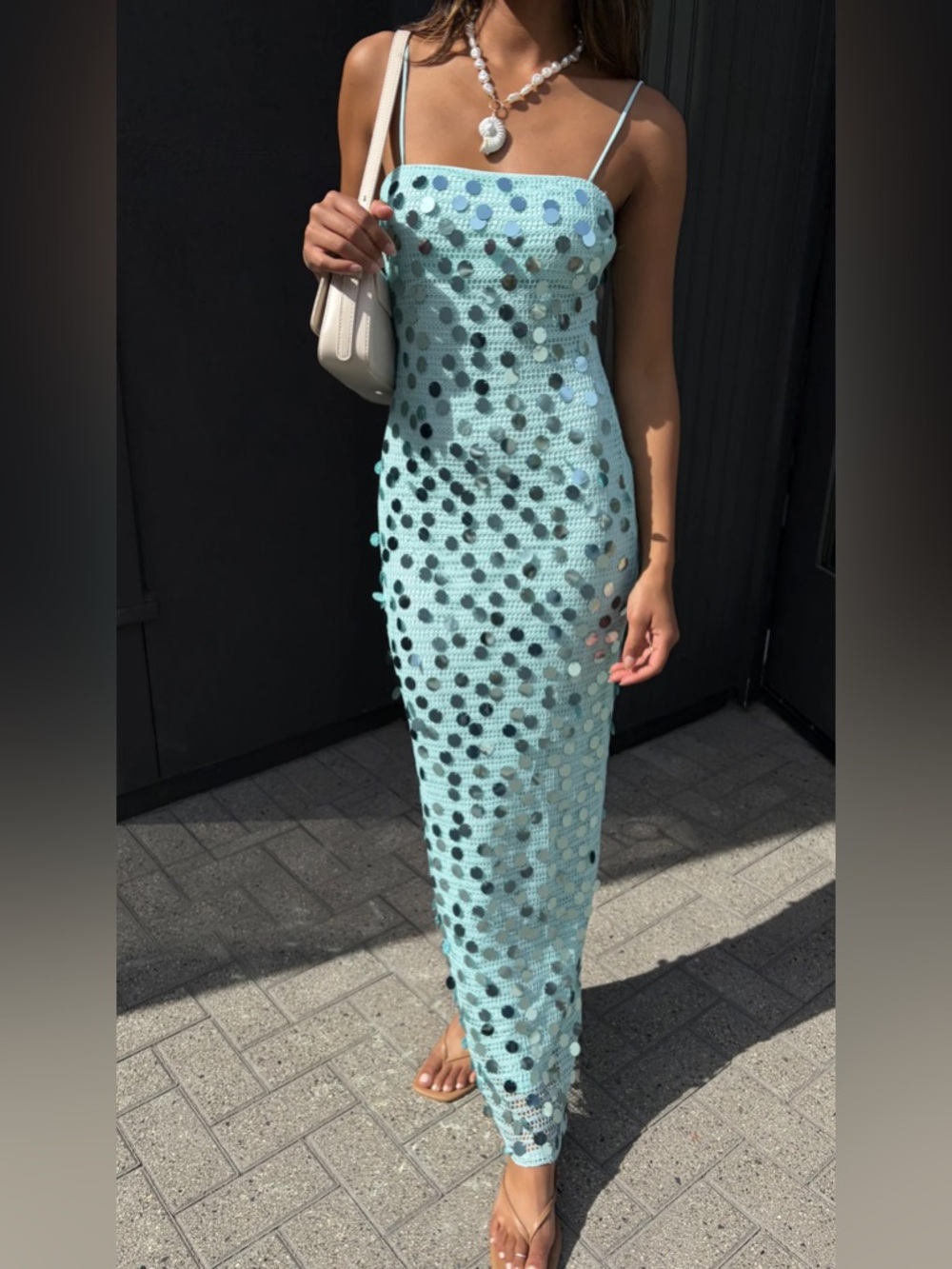 Summer Socialite Blue Sequin Embellished Maxi Dress - Picture 9 of 10